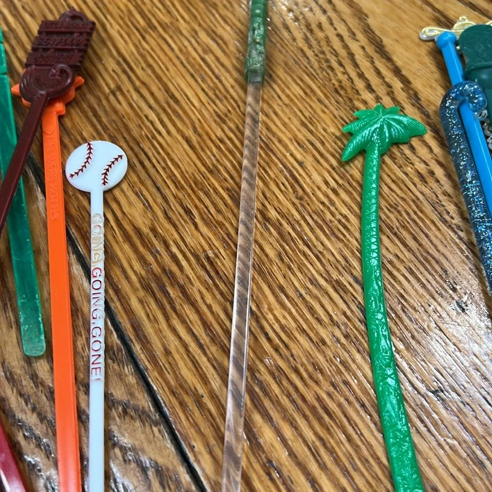 Vintage set of plastic, acrylic swizzle sticks. Hotels, casinos airlines.